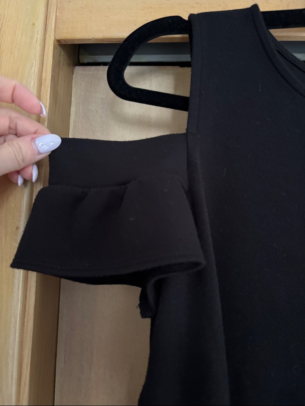 LOFT Black Cold-Shoulder Ruffle Tank Top - Picture 2 of 3